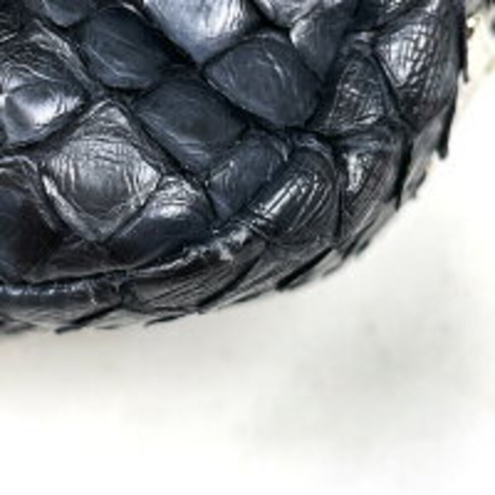 Prada Logo Plate Chain Shoulder Bag Python Leathe… - image 2